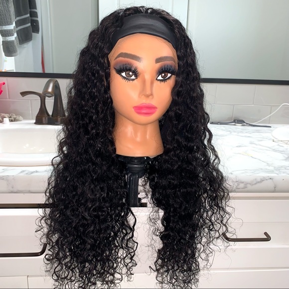 100%Human Hair Brazilian Water Wave Headband Wig - Picture 3 of 16